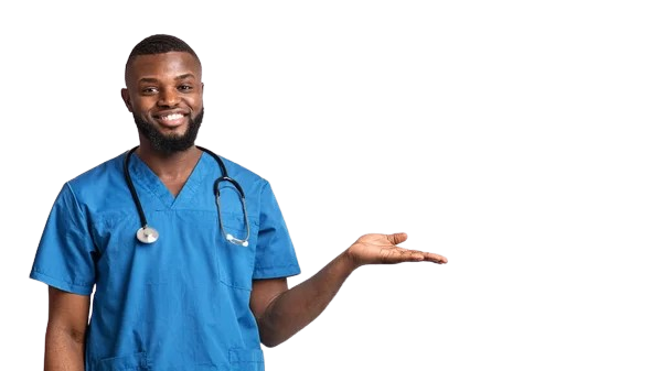 Doctor showcasing the Luminar Clinic dashboard